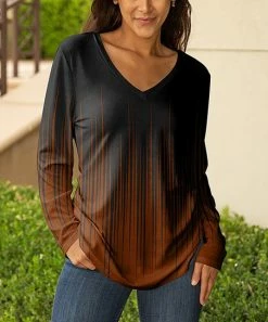 Lily | Black & Brown Abstract Ombré V-Neck Tunic - Women