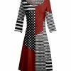 Lily | Red & Black Pin Dot Stripe Long-Sleeve Boatneck A-Line Dress - Women