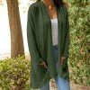 Lily | Dark Green Pocket Open Cardigan - Plus