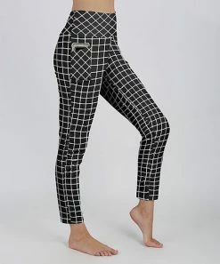 Lily | Black & White Windowpane Pocket High-Waist Leggings - Women