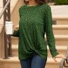 Lily | Green & Black Dot Twist-Front Long-Sleeve Tunic - Women & Plus