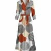 Lily | White & Orange Dot Tie-Waist Maxi Shirt Dress - Plus