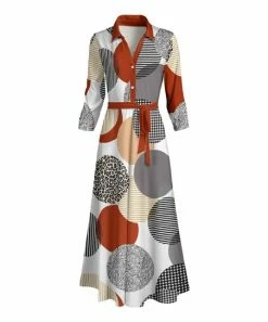 Lily | White & Orange Dot Tie-Waist Maxi Shirt Dress - Plus