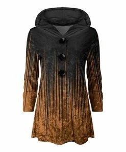 Lily | Black & Brown Abstract Ombré Velvet Button-Up Hoodie - Women & Plus