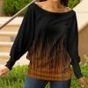 Lily | Black & Brown Abstract Boatneck Pullover - Women