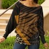 Lily | Black & Brown Abstract Animal-Print Boatneck Pullover - Women