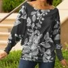 Lily | Dark Gray Foliage Boatneck Pullover - Women