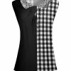 Lily | Black & White Plaid Knot-Front Cutout Sleeveless Tunic - Women