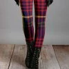 Lily | Navy & Red Plaid Leggings - Women