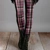Lily | Mauve & Black Plaid Leggings - Women & Plus
