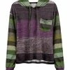 Lily | Purple & Green Stripe Chest-Pocket Hoodie - Women & Plus