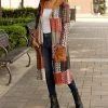 Lily | Rust & Red Abstract Pocket Hooded Duster - Women & Plus