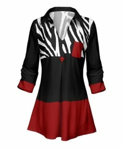 Lily | Black & Red Color-Block Zebra Collared A-Line Tunic - Women