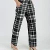 Lily | Black & White Plaid Pocket High-Waist Wide-Leg Pants - Women