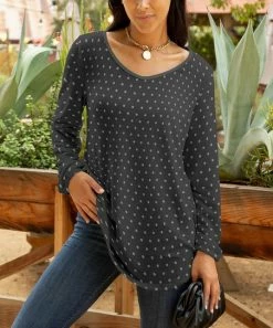 Lily | Dark Gray Dot V-Neck Tunic - Women & Plus