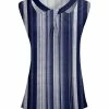 Lily | Blue & White Stripe Twist-Front Cutout Sleeveless Tunic - Women & Plus