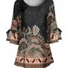 Lily | Orange & Black Paisley Bow Three-Quarter Sleeve Tunic - Women & Plus