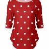 Lily | Red & White Polka Dot Boatneck Long-Sleeve Top - Plus