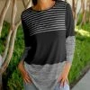 Lily | Black & Gray Stripe Color Block Crewneck Long-Sleeve Tunic - Women