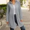 Lily | Light Gray Longline Button-Up Shacket - Plus