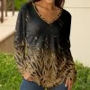 Lily | Black & Brown Leaf Long-Sleeve V-Neck Tunic - Women