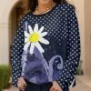 Lily | Navy & White Floral Polka Dot Crewneck Pullover - Women & Plus
