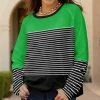 Lily | Green & Black Stripe Crewneck Pullover - Women & Plus