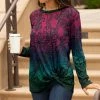 Lily | Pink & Teal Ombré Lace-Print Twist-Hem Long-Sleeve Tunic - Women