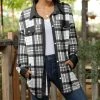 Lily | Black & White Plaid Geometric Shacket - Women