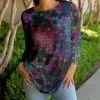 Lily | Black & Purple Pixel Long-Sleeve Tunic - Plus