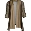 Lily | Mocha & Brown Abstract Open Cardigan - Plus