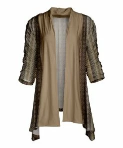 Lily | Mocha & Brown Abstract Open Cardigan - Plus