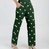 Lily | Green & White Polka Dot Pocket High-Waist Wide-Leg Pants - Women