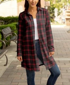 Lily | Black & Red Plaid Longline Tunic - Women & Plus