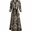 Lily | Black & Beige Paisley Tie-Waist Maxi Shirt Dress - Women