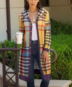 Lily | Yellow & Purple Plaid Duster - Plus