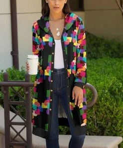 Lily | Black & Pink Abstract Duster - Plus