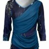 Lily | Navy & Blue Abstract Layered Scoop Neck Top - Plus