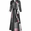 Lily | Black & Pink Patchwork Tie-Waist Maxi Shirt Dress - Women