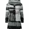 Lily | Gray & White Abstract Patchwork Velvet Button-Front Hoodie - Women & Plus