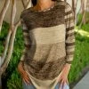 Lily | Brown & Beige Stripe Long-Sleeve Crewneck Tunic - Women
