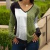 Lily | Black & Green Color Block Long-Sleeve V-Neck Tunic - Women & Plus
