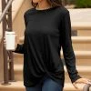 Lily | Black Twist-Front Crewneck Tunic - Plus
