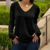Lily | Black Long-Sleeve V-Neck Tunic - Women & Plus