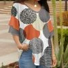 Lily | Gray & Rust Circles Layered-Sleeve V-Neck Tunic - Women