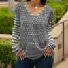 Lily | Gray & White Polka Dot Stripe Long-Sleeve V-Neck Tunic - Plus