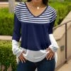 Lily | Navy & White Stripe Color Block Long-Sleeve V-Neck Tunic - Women & Plus