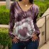 Lily | Pink & Purple Heart Abstract Long-Sleeve V-Neck Tunic - Plus