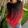 Lily | Red & Black Abstract Long-Sleeve Crewneck Tunic - Plus