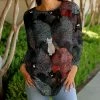 Lily | Black & Red Abstract Cat Long-Sleeve Crewneck Tunic - Women